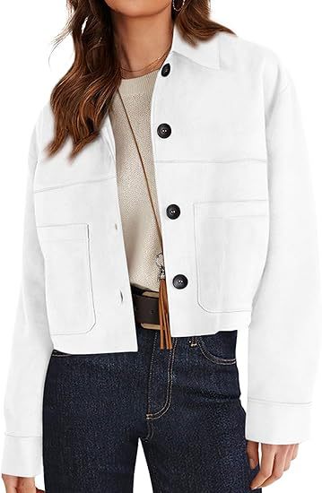 Women's Faux Suede Short Jacket Lightweight Casual Winter Autumn Outerwear Clothing